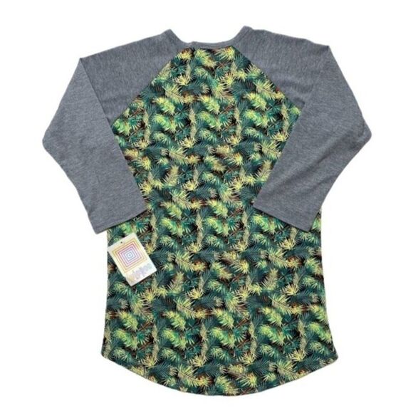 LuLaRoe Randy Gray Green Palm Leaf Tropical 3/4 Raglan Sleeve Sz XS NEW - Picture 7 of 8